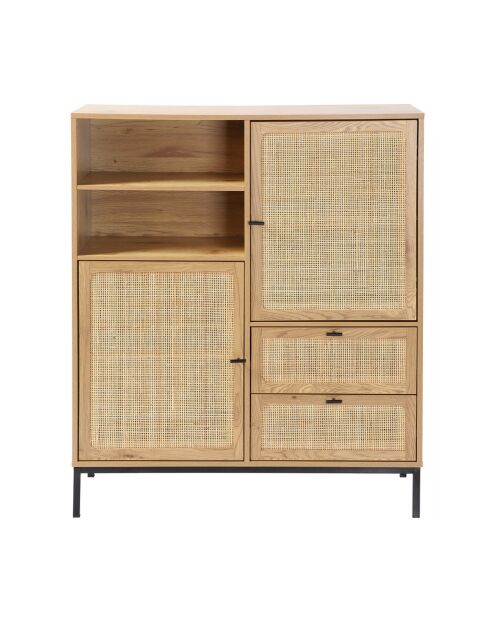 Buffet haut avec façades en rotin naturel - l100 x h120 cm - jaya