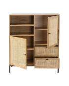 Buffet haut avec façades en rotin naturel - l100 x h120 cm - jaya