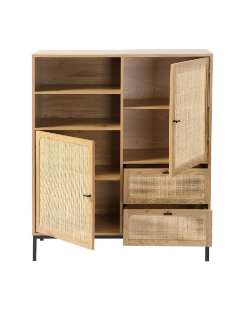 Buffet haut avec façades en rotin naturel - l100 x h120 cm - jaya