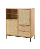 Buffet haut avec façades en rotin naturel - l100 x h120 cm - jaya
