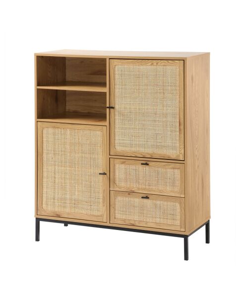Buffet haut avec façades en rotin naturel - l100 x h120 cm - jaya