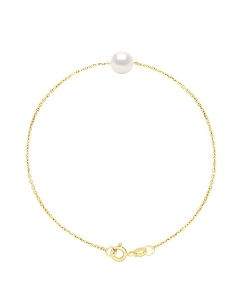 Bracelet en Vermeil Perle de Culture d'Eau Douce Ronde 7-8 mm Blanc Naturel