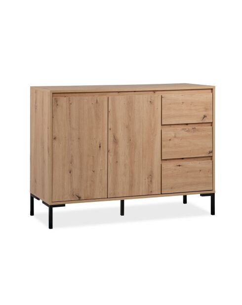 Buffet 2 portes 3 tiroirs et 1 étagère l120 cm - plock