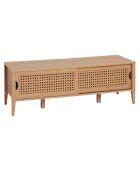 Meuble tv avec 2 portes coulissantes décor rotin - l138 cm