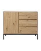 Commode 1 porte 3 tiroirs décor chêne l90 x h80 cm - lenny