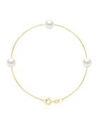Bracelet en Vermeil 3 Perles de Culture d'Eau Douce Rondes 7-8 mm Blanc Naturel