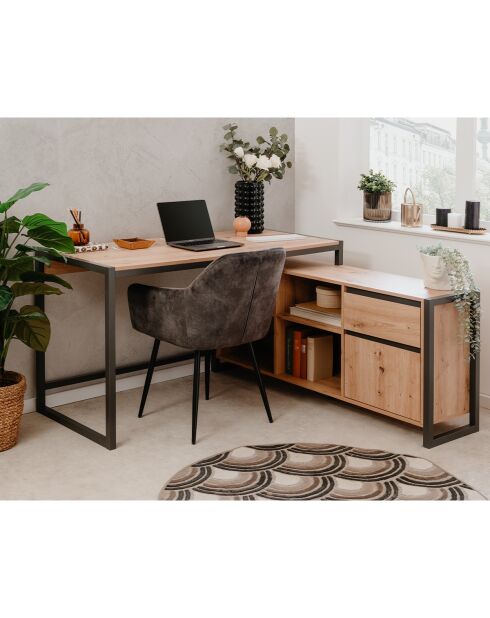 Bureau d'angle modulable décor chêne l139 cm - prague