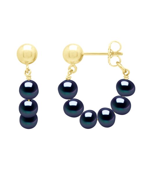 Black Pear Freshwater Cultured Pearl Vermeil oorbellen