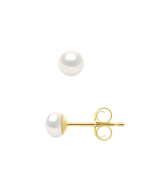 Boucles d'Oreilles en Vermeil Perles de Culture d'Eau Douce Boutons 4-5 mm