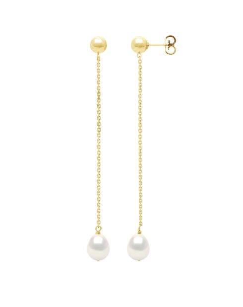 Boucles d'Oreilles en Vermeil Perles de Culture d'Eau Douce Poires 7-8 mm