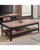 Table basse métal noir et bois - l117cm