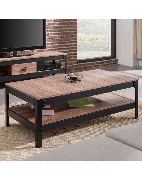 Table basse métal noir et bois - l117cm