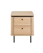 Table de chevet 2 tiroirs avec côtés effet rainuré h55 cm - malaga