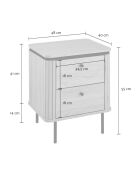Table de chevet 2 tiroirs avec côtés effet rainuré h55 cm - malaga