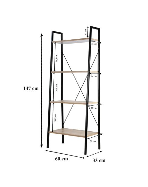 Etagère de rangement 4 niveaux style industriel - lexie