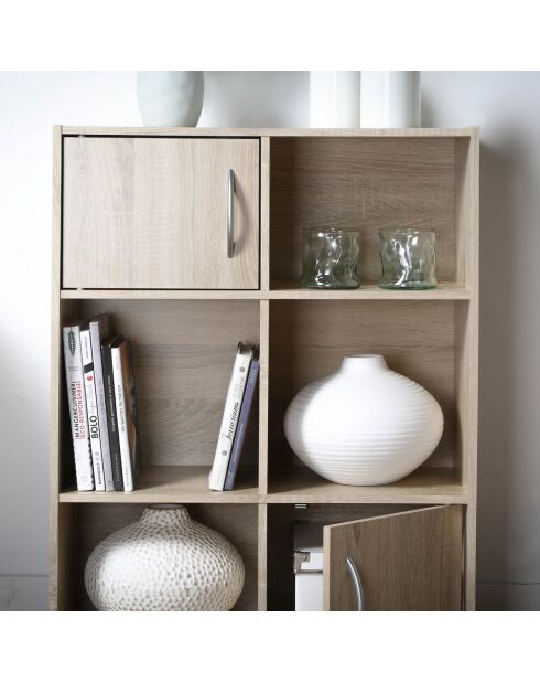 Etagère de rangement 6 cases 2 portes