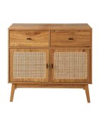 Commode 2 portes en rotin et 2 tiroirs l90 cm - alia
