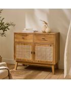 Commode 2 portes en rotin et 2 tiroirs l90 cm - alia