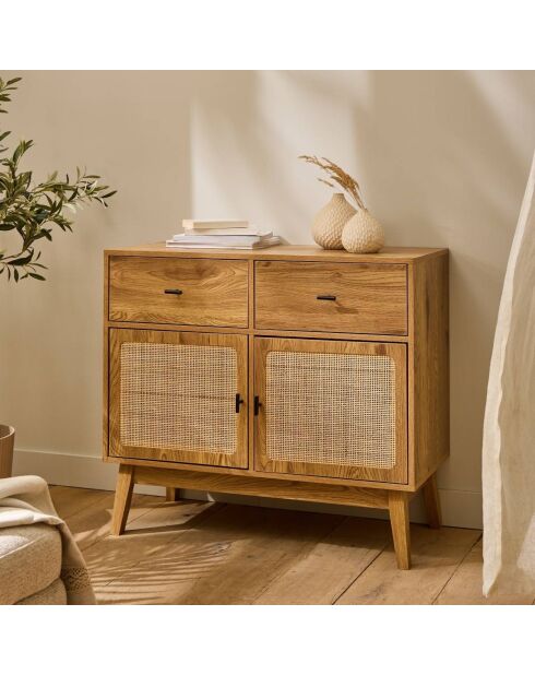 Commode 2 portes en rotin et 2 tiroirs l90 cm - alia