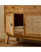 Commode 2 portes en rotin et 2 tiroirs l90 cm - alia