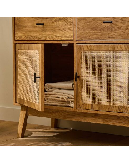 Commode 2 portes en rotin et 2 tiroirs l90 cm - alia