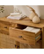 Commode 2 portes en rotin et 2 tiroirs l90 cm - alia