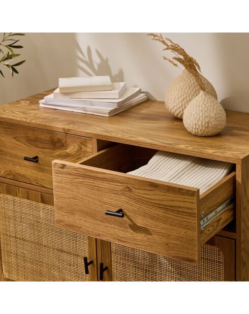 Commode 2 portes en rotin et 2 tiroirs l90 cm - alia