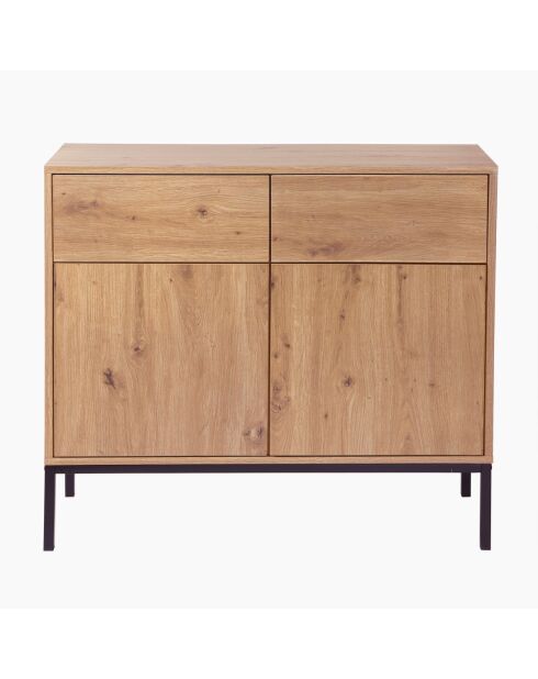 Buffet 2 portes 2 tiroirs décor chêne l90 x h80 cm - lenny