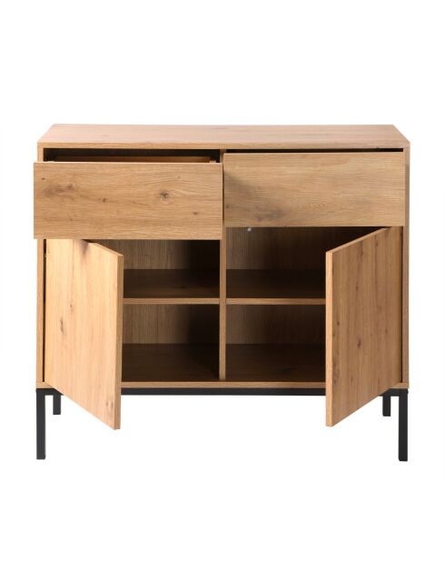 Buffet 2 portes 2 tiroirs décor chêne l90 x h80 cm - lenny