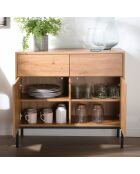 Buffet 2 portes 2 tiroirs décor chêne l90 x h80 cm - lenny