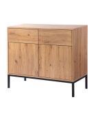 Buffet 2 portes 2 tiroirs décor chêne l90 x h80 cm - lenny