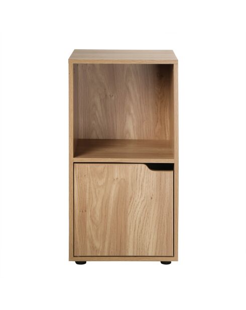 Table de chevet 2 cases décor bois 1 porte - modu