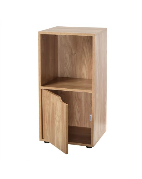 Table de chevet 2 cases décor bois 1 porte - modu