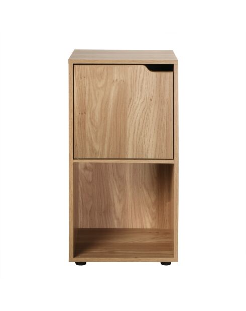 Table de chevet 2 cases décor bois 1 porte - modu