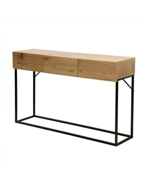 Console 3 tiroirs décor chêne l120cm