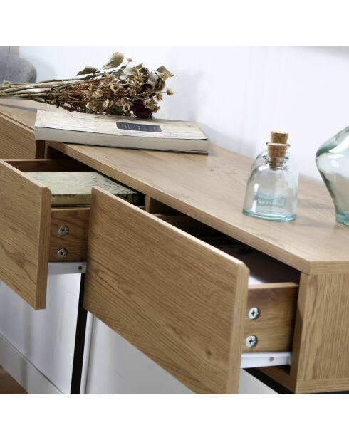 Console 3 tiroirs décor chêne l120cm