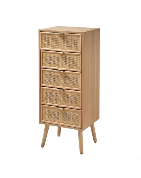 Chiffonnier 5 tiroirs façades en rotin naturel - l36.5 x h100.5 cm - miya