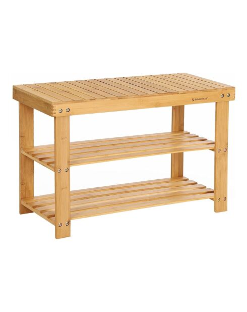 Banc à chaussures 3 niveaux en bambou naturel - l70 cm