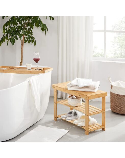 Banc à chaussures 3 niveaux en bambou naturel - l70 cm