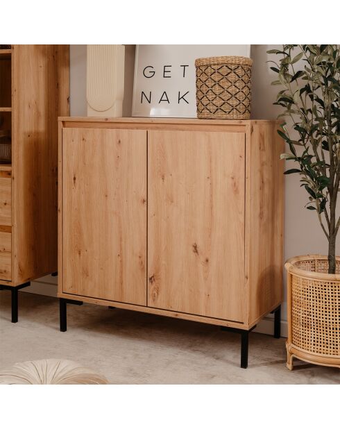 Buffet 2 portes 1 étagère l81 cm - plock