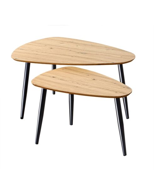 Lot de 2 tables gigognes avec pieds en métal