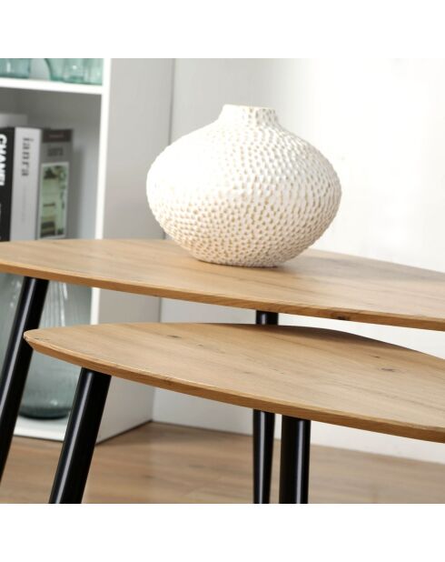 Lot de 2 tables gigognes avec pieds en métal
