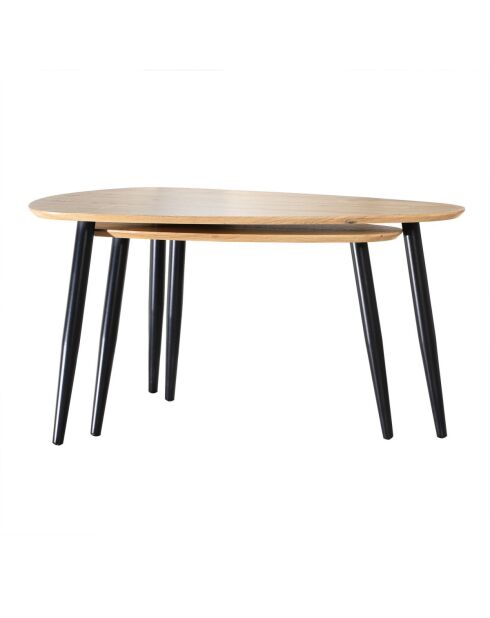 Lot de 2 tables gigognes avec pieds en métal