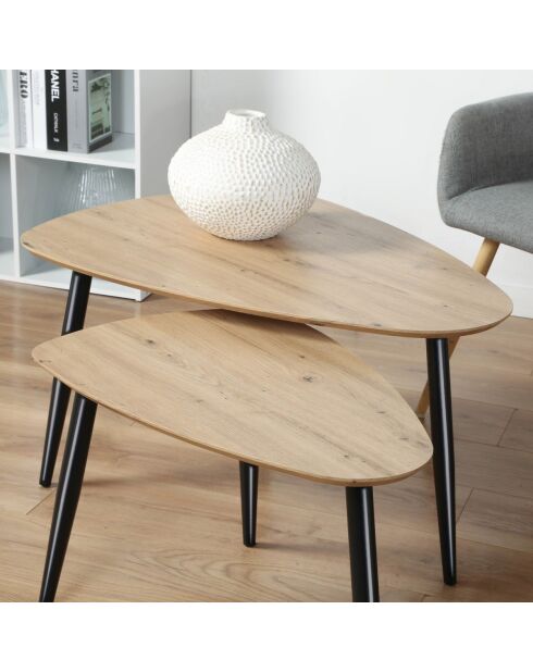 Lot de 2 tables gigognes avec pieds en métal