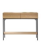 Console 2 tiroirs 1 tablette décor bois - l100cm