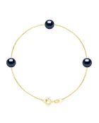 Bracelet en Vermeil 3 Perles de Culture d'Eau Douce Rondes 7-8 mm Noires