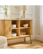Buffet vintage décor bois 2 portes coulissantes l110cm - ernest