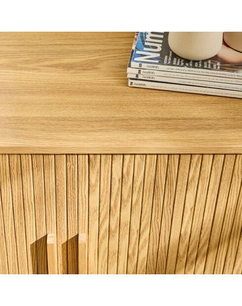 Buffet vintage décor bois 2 portes coulissantes l110cm - ernest
