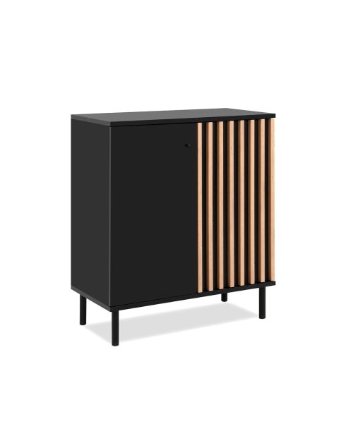 Buffet 2 portes noir et bois l80 cm - monza