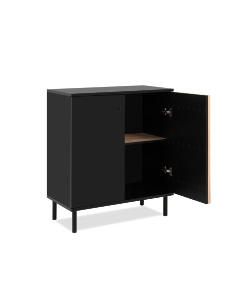 Buffet 2 portes noir et bois l80 cm - monza